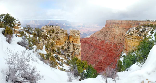 Гранд-Каньйон Панорама перегляд взимку зі снігом — стокове фото