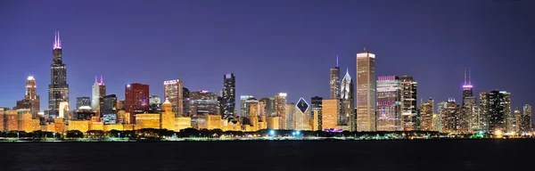 Chicago night panorama — Stockfoto