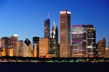 Chicago skyline at dusk clipart