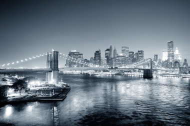 New York City Manhattan downtown black and white clipart