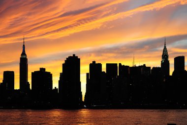 New York'un manhattan günbatımı panorama