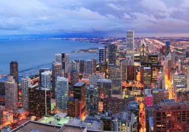 Chicago skyline panorama havadan görünümü