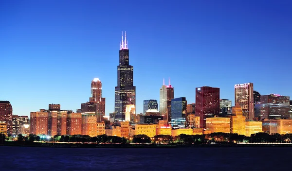 芝加哥夜全景 — 图库照片
