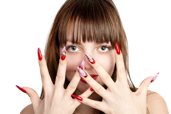 Mulher com unhas — Fotografia de Stock