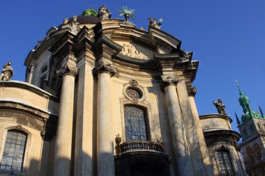 Facade of the Dominican church in the old part of Lviv clipart