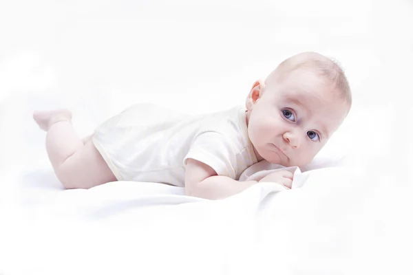 Baby laying on tummy — Stock Photo, Image