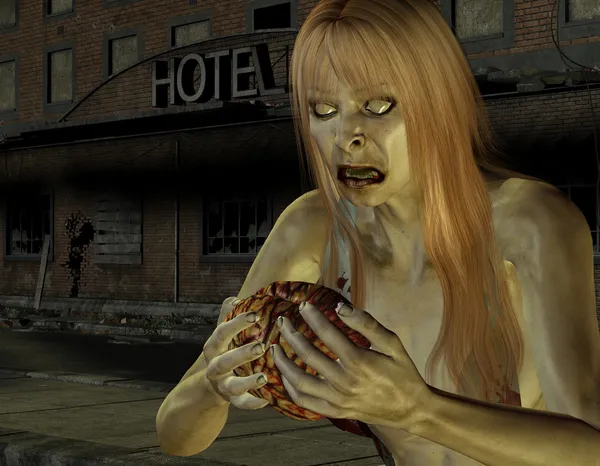 Kobieta zombie z mózgu — Zdjęcie stockowe