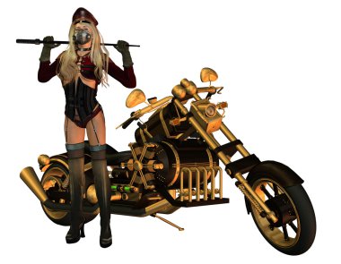 Sexy woman in motorcycle clothing motorcycle clipart