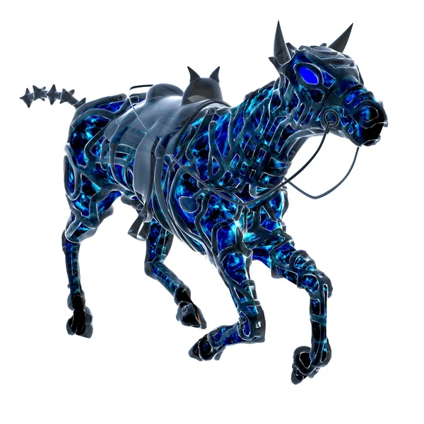Modré abstraktní koně v klusu — Stock fotografie