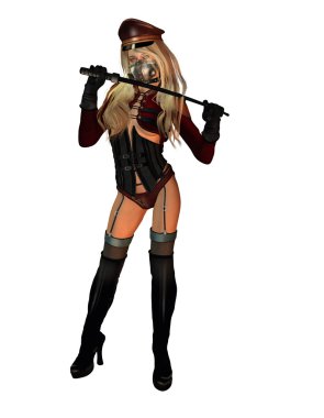 Blonde woman in sexy uniform clipart