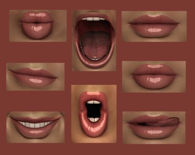 Pay lip service, different lip shapes clipart