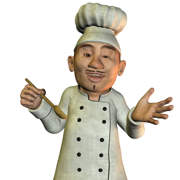 Шеф-кухар з суп-ложками — стокове фото