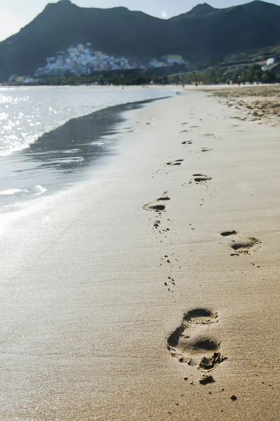 stock image Foot prints in sand