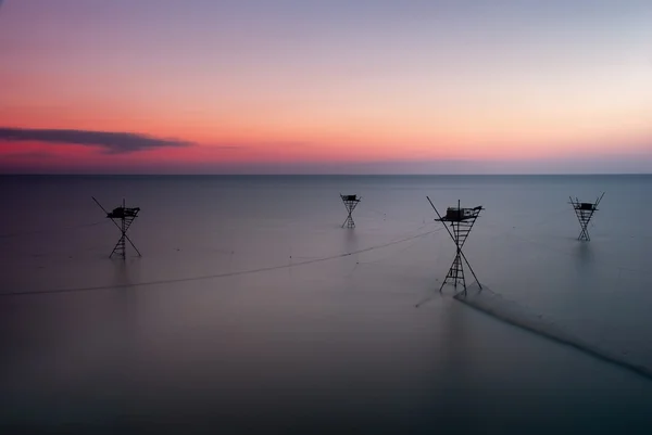 stock image Fishing rig at the Black Sea. Fishing plant.