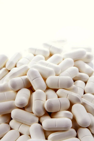 Closeup de comprimidos, espaço de cópia acima — Fotografia de Stock