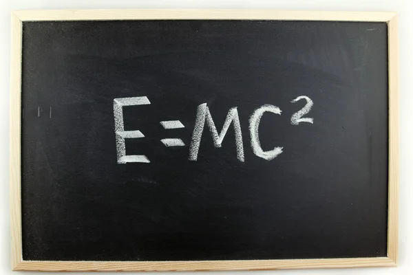 E=mc2 written in chalk on blackboard — Stock Photo, Image