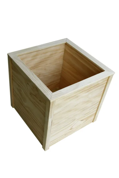 Άδειο κουτί ξύλινο σε λευκό — Φωτογραφία Αρχείου