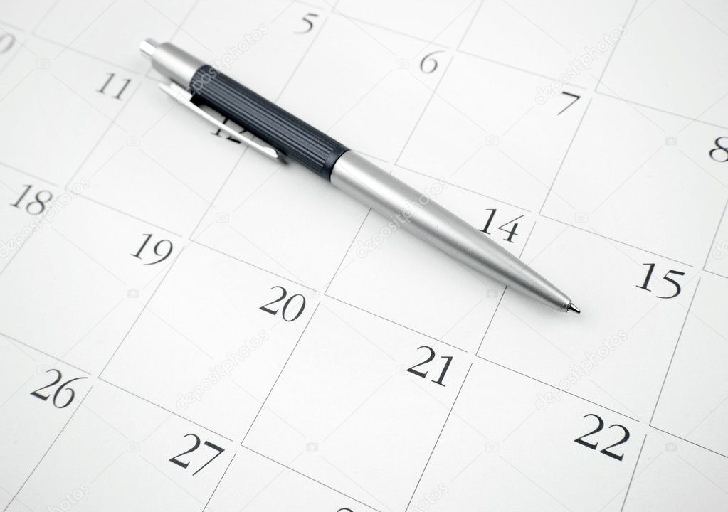 Pen on calendar