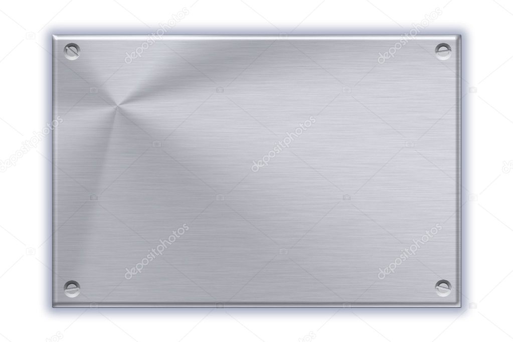 Steel plate on plain background