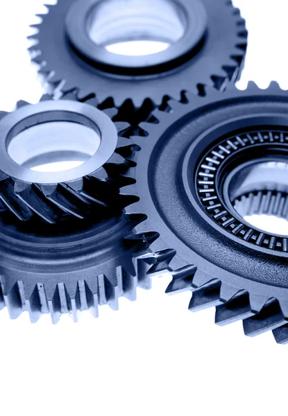Closeup of three metal gears — Stock Photo, Image