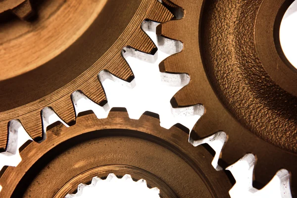 Closeup of steel cogs together — Stock Photo, Image