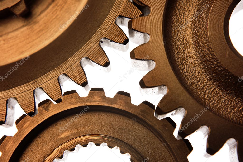 Closeup of steel cogs together