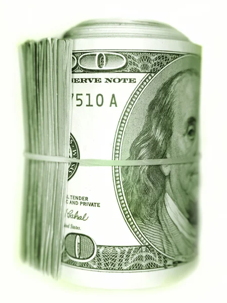 Rolo de dinheiro em fundo simples — Fotografia de Stock