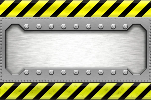 Construction borders on steel panels — Stock Photo, Image