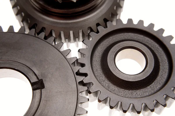 stock image Closeup of steel cogs together