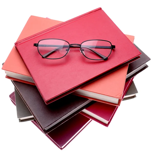 Lectura de gafas en libros — Foto de Stock