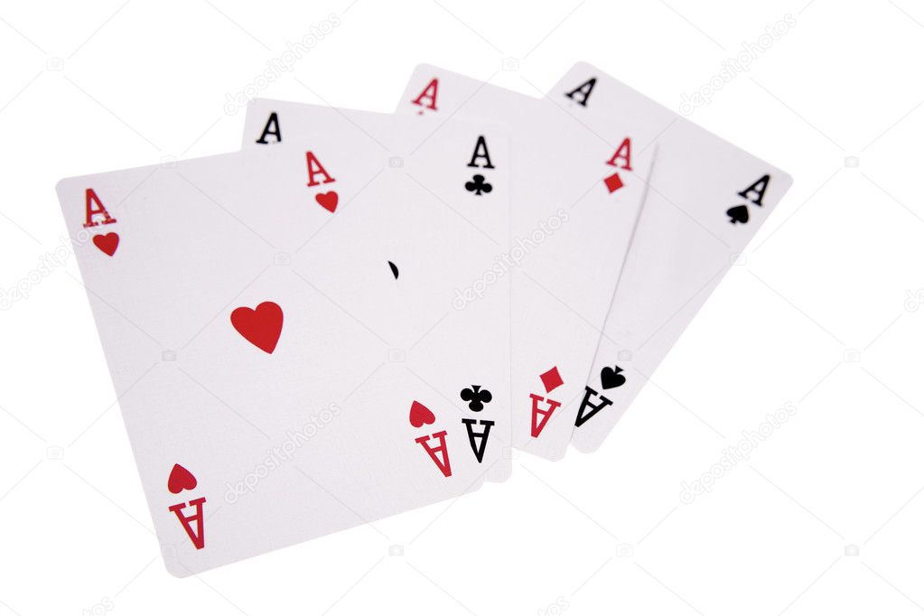 Four aces on playing cards