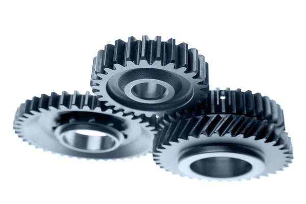 Three metal gears over white — Stock Photo, Image