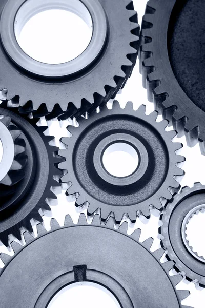 Steel gears meshing together — Stock Photo, Image