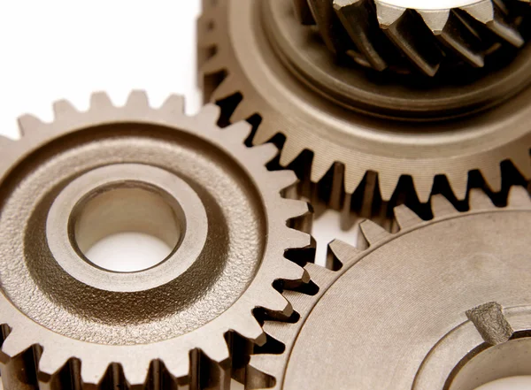 Closeup of three metal gears — Stock Photo, Image