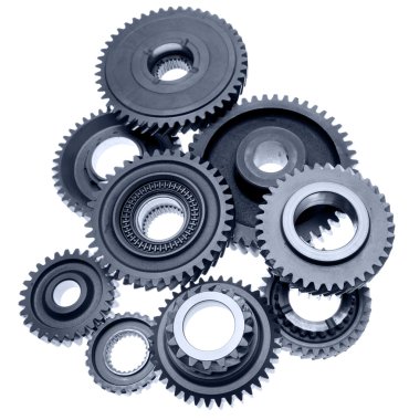 Steel gears meshing together clipart