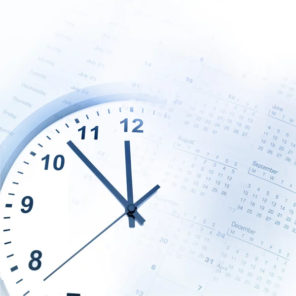 Relógio de face e calendário composto — Fotografia de Stock