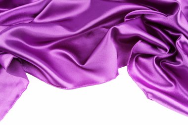 Purple silk fabric on plain background clipart