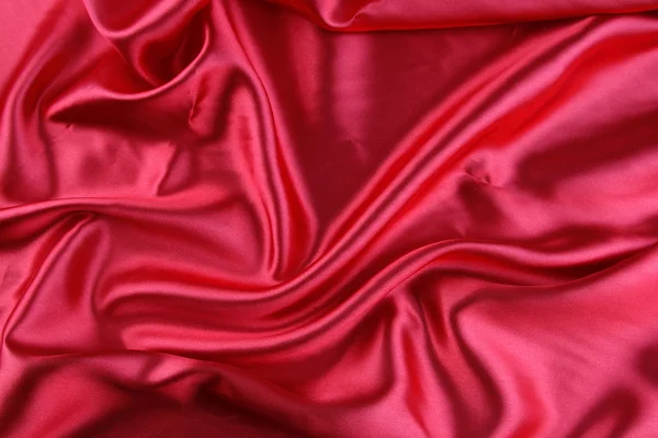 Closeup of rippled red silk fabric — Stock Photo, Image