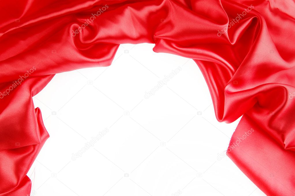 Red silk fabric on plain background