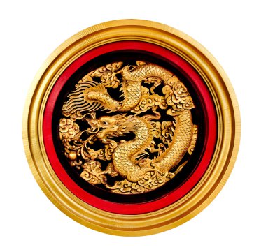 Low relief engraving image of dragon clipart