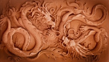 Chinese Style Double Dragon Abstract