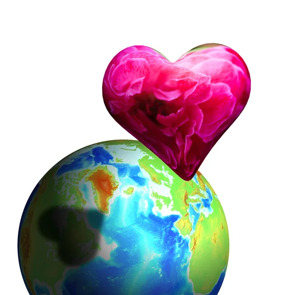 Bouyont or Float Flora Heart Above Global — Stock Photo, Image