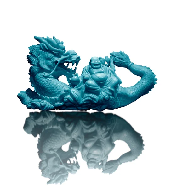 Fat Chinese God on Dragon Back — Stock Photo, Image