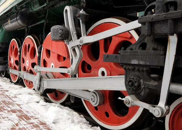 Stock image Red locomotive wheel