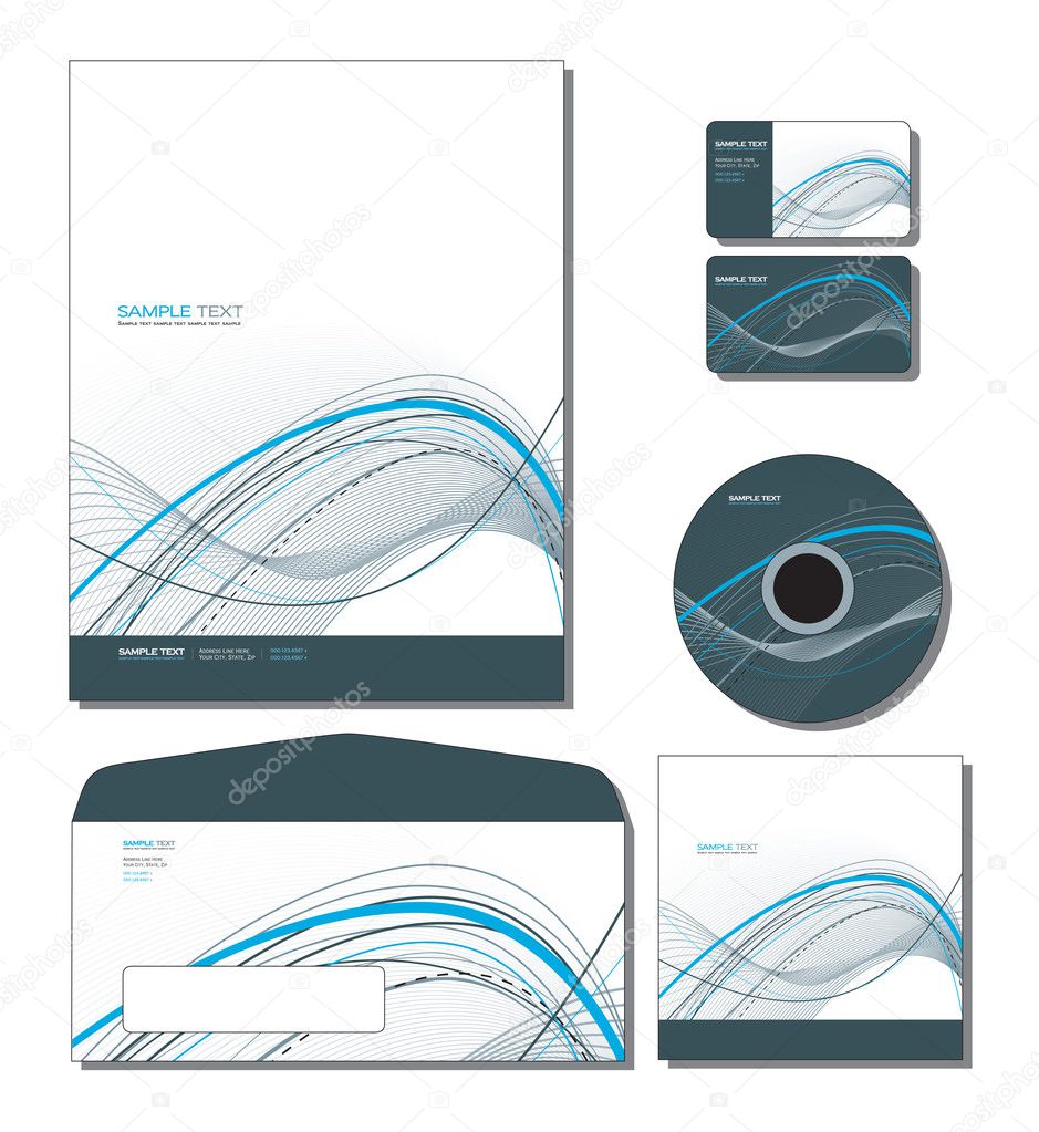 Corporate Identity Template Vector - letterhead, business and gift cards, c