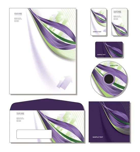 Corporate Identity Template Vector - carta intestata, autobus. e carte regalo, cd . — Vettoriale Stock