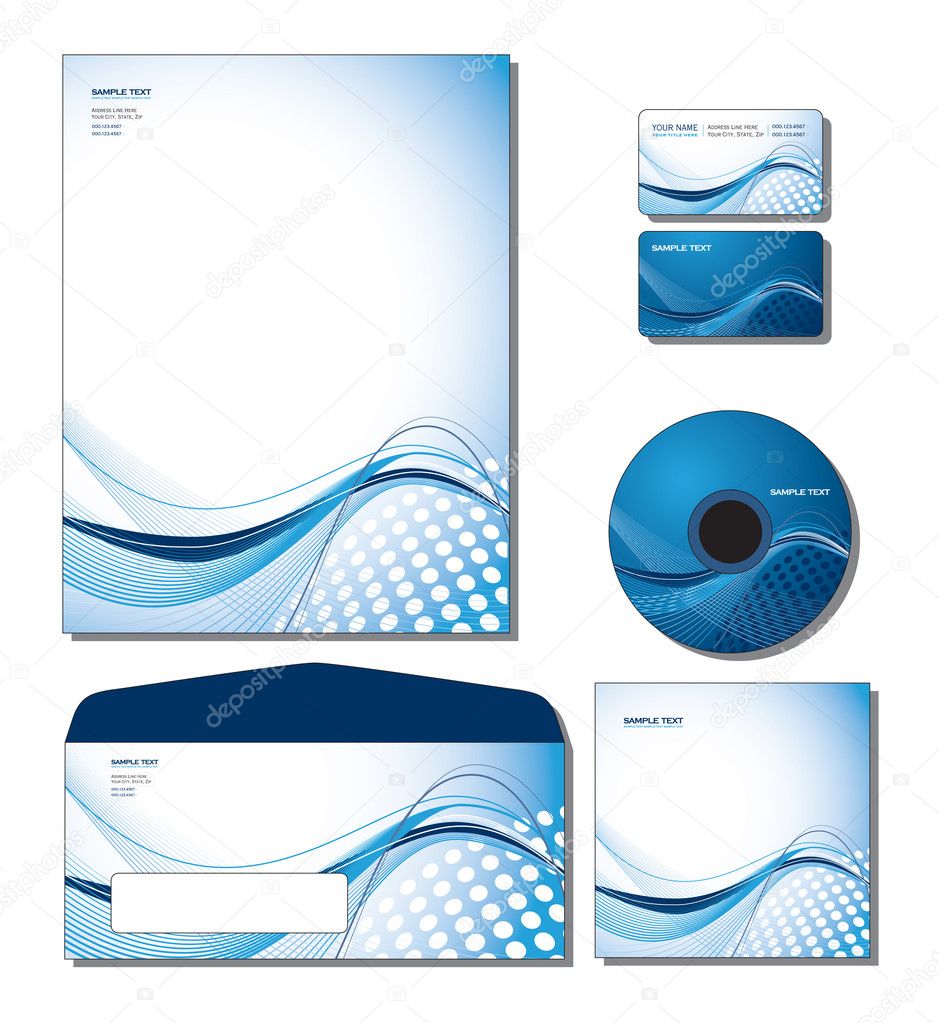 Corporate Identity Template Vector - letterhead, bus. and gift cards, cd.