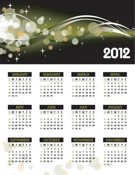 Calendario 2012 . — Vector de stock