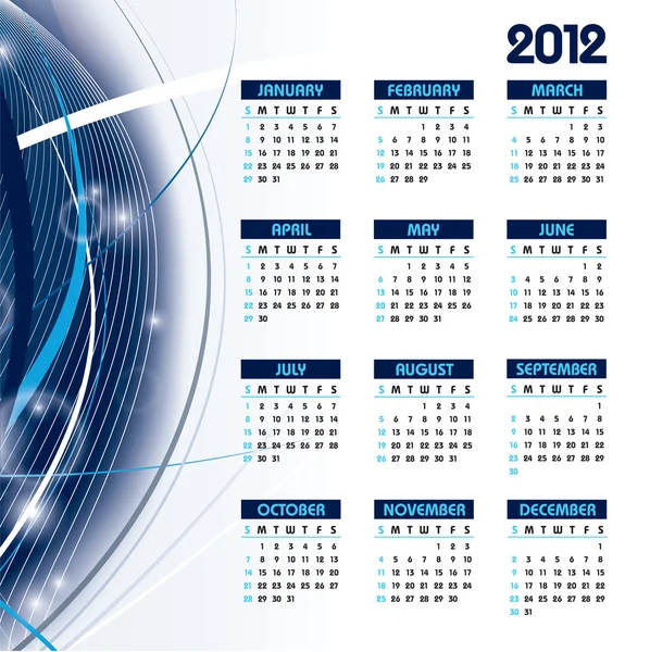 Calendario 2012 . — Vector de stock