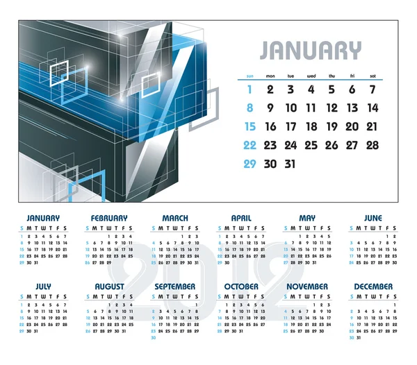 Kalender 2012. Januar. — Stockvektor